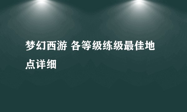 梦幻西游 各等级练级最佳地点详细