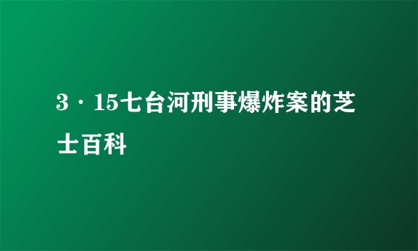 3·15七台河刑事爆炸案的芝士百科