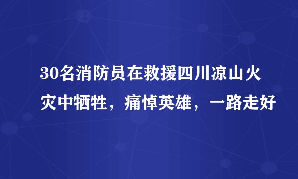30名消防员在救援四川凉山火灾中牺牲，痛悼英雄，一路走好