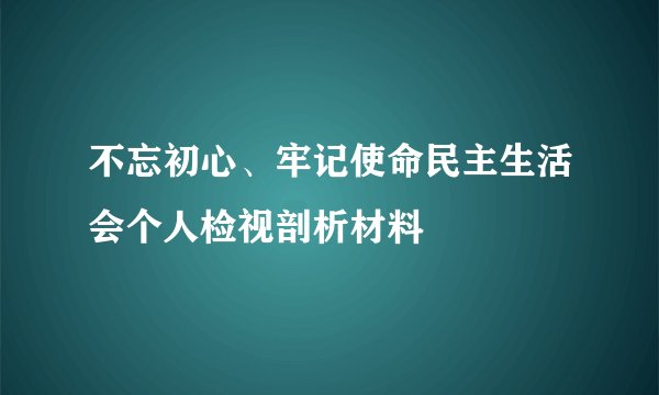 不忘初心、牢记使命民主生活会个人检视剖析材料