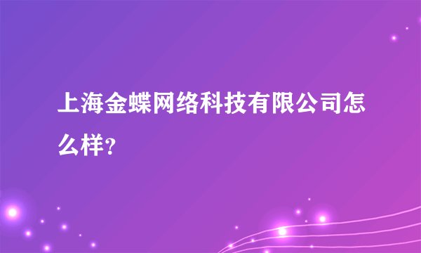 上海金蝶网络科技有限公司怎么样？