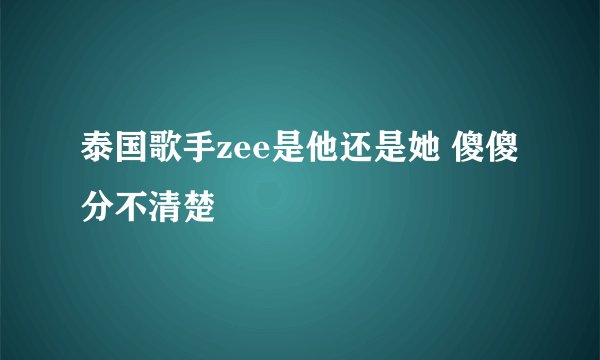 泰国歌手zee是他还是她 傻傻分不清楚