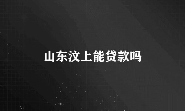 山东汶上能贷款吗