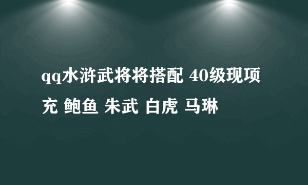 qq水浒武将将搭配 40级现项充 鲍鱼 朱武 白虎 马琳