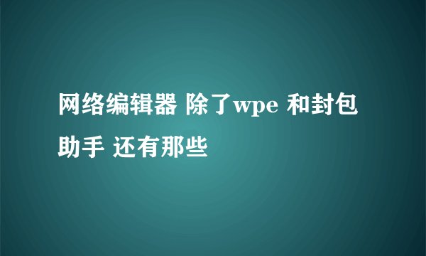 网络编辑器 除了wpe 和封包助手 还有那些