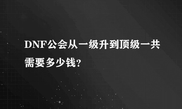 DNF公会从一级升到顶级一共需要多少钱？