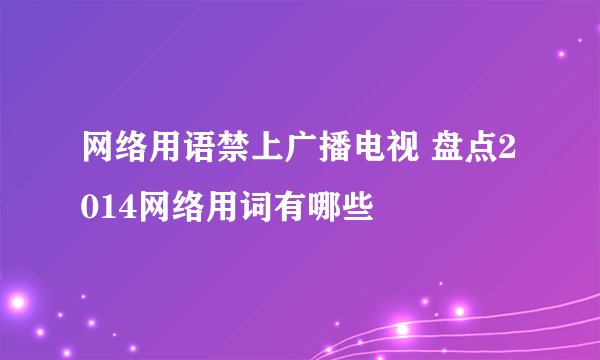 网络用语禁上广播电视 盘点2014网络用词有哪些