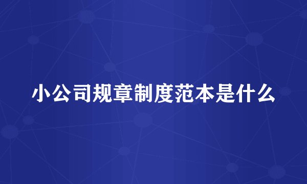小公司规章制度范本是什么