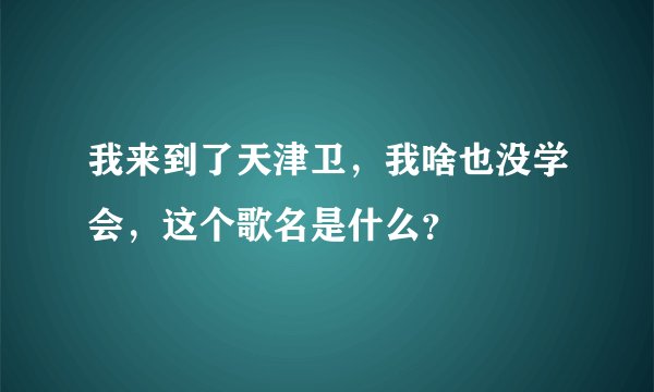 我来到了天津卫，我啥也没学会，这个歌名是什么？