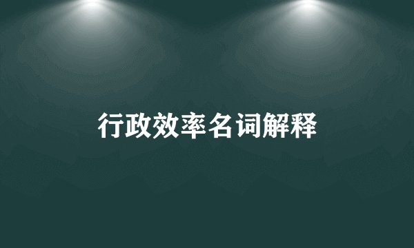行政效率名词解释