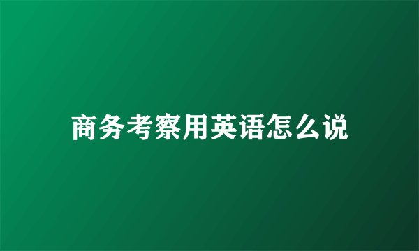 商务考察用英语怎么说