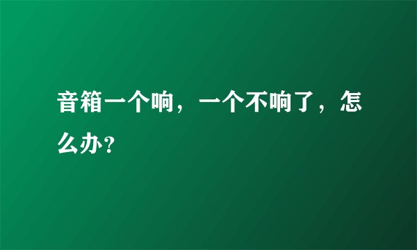 音箱一个响，一个不响了，怎么办？