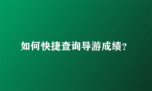 如何快捷查询导游成绩？