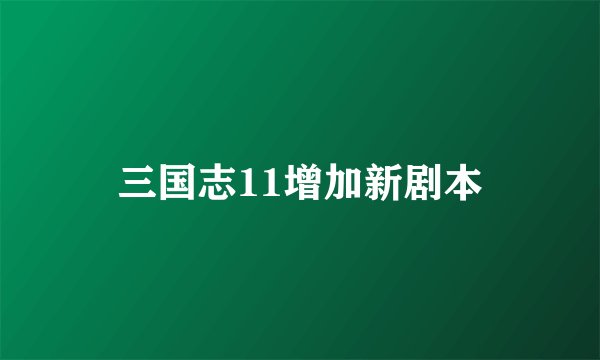 三国志11增加新剧本