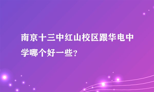 南京十三中红山校区跟华电中学哪个好一些？