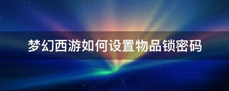 梦幻西游如何设置物品锁密码