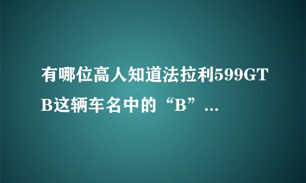 有哪位高人知道法拉利599GTB这辆车名中的“B”是什么意思。