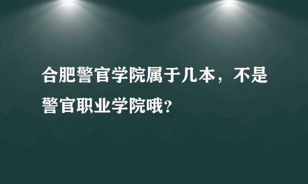 合肥警官学院属于几本，不是警官职业学院哦？