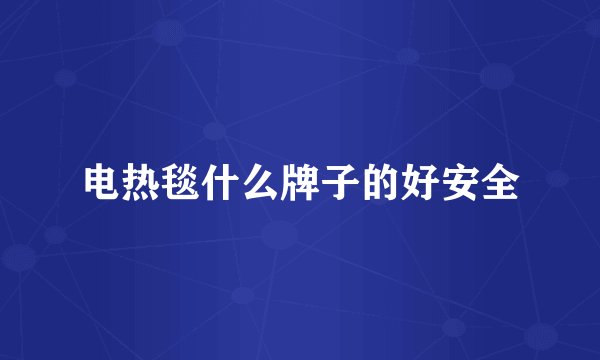 电热毯什么牌子的好安全
