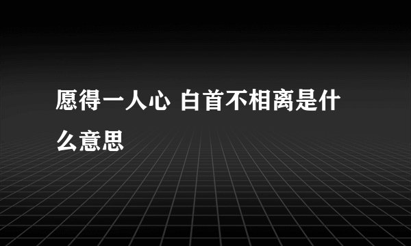 愿得一人心 白首不相离是什么意思