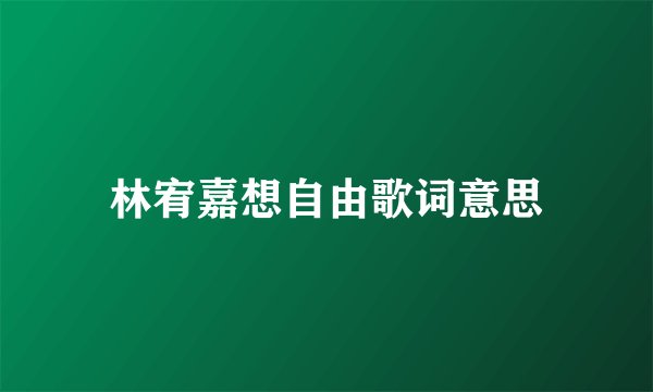 林宥嘉想自由歌词意思