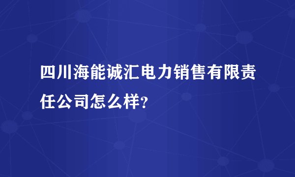 四川海能诚汇电力销售有限责任公司怎么样？