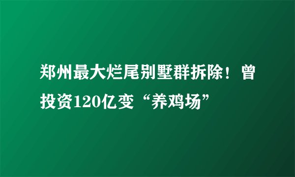郑州最大烂尾别墅群拆除！曾投资120亿变“养鸡场”