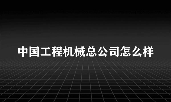 中国工程机械总公司怎么样