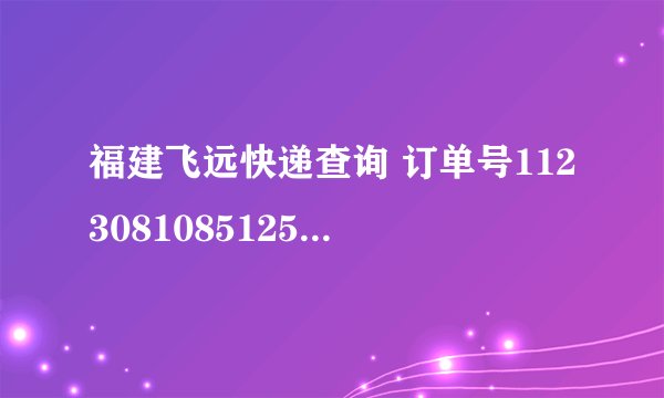 福建飞远快递查询 订单号11230810851254，啥时候到啊？