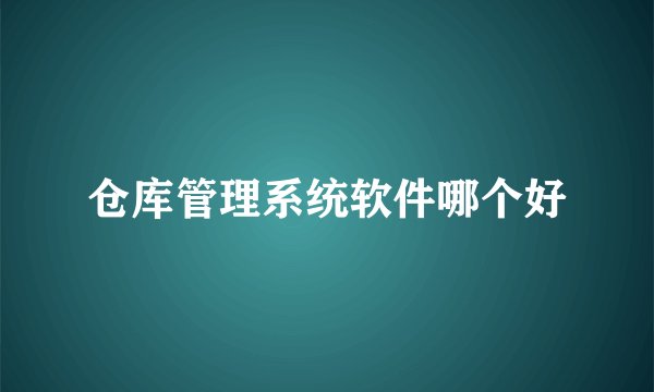 仓库管理系统软件哪个好