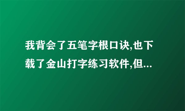 我背会了五笔字根口诀,也下载了金山打字练习软件,但还是学不会五笔打字,谁能帮帮我,指导一下,怎么样快