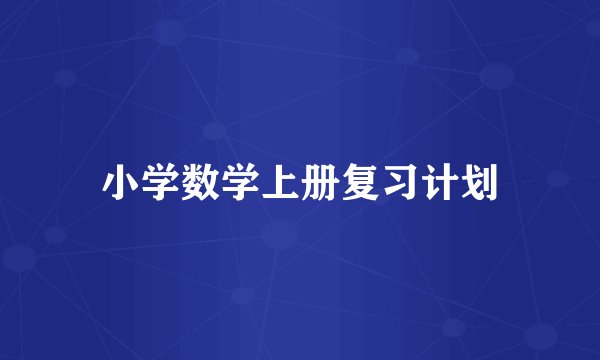 小学数学上册复习计划