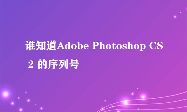 谁知道Adobe Photoshop CS 2 的序列号
