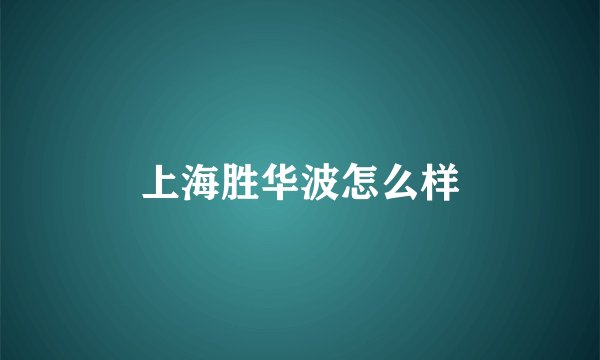 上海胜华波怎么样