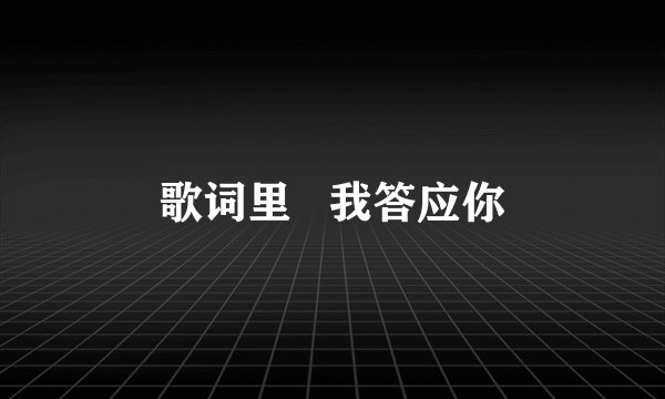 歌词里   我答应你