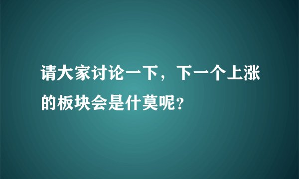 请大家讨论一下，下一个上涨的板块会是什莫呢？