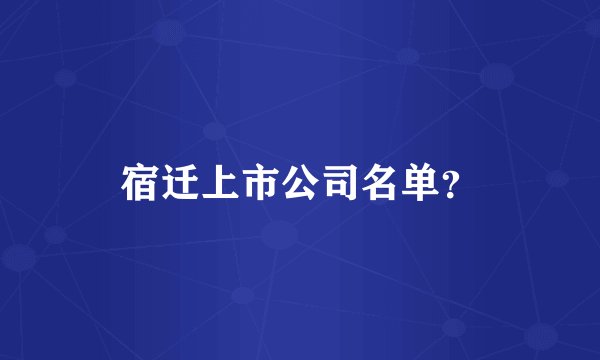 宿迁上市公司名单？