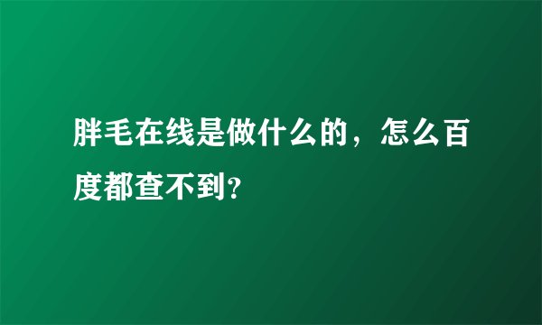 胖毛在线是做什么的，怎么百度都查不到？