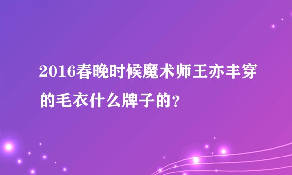 2016春晚时候魔术师王亦丰穿的毛衣什么牌子的？