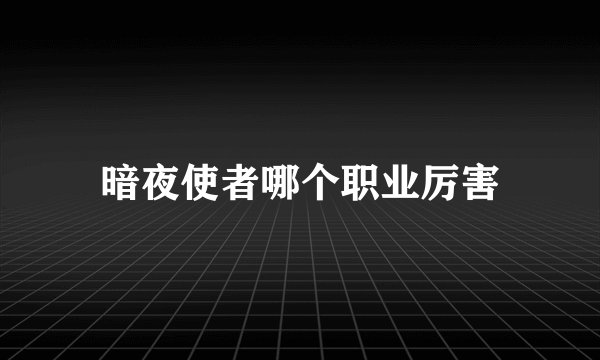 暗夜使者哪个职业厉害
