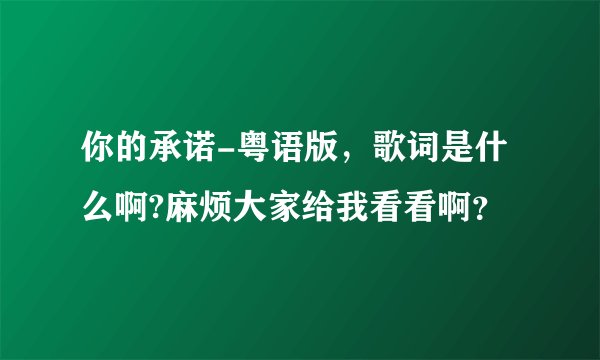 你的承诺-粤语版，歌词是什么啊?麻烦大家给我看看啊？
