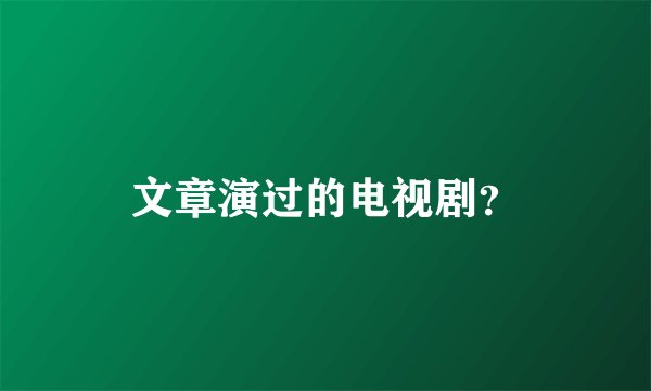 文章演过的电视剧？