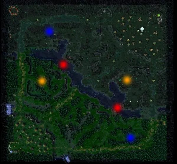 dota黑市商人有几处，大概在图的什么位置。