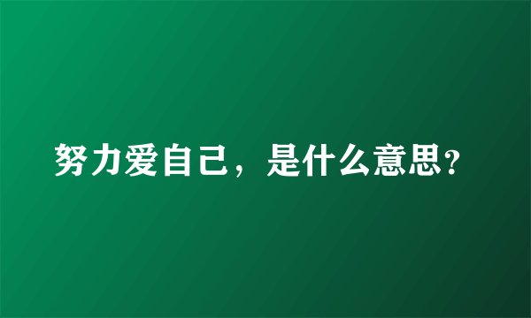 努力爱自己，是什么意思？