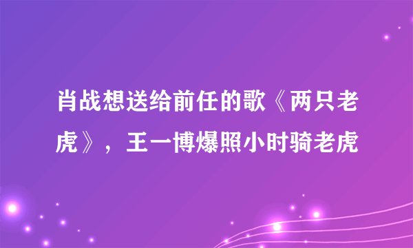 肖战想送给前任的歌《两只老虎》，王一博爆照小时骑老虎