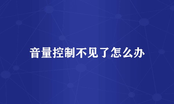音量控制不见了怎么办