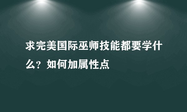 求完美国际巫师技能都要学什么？如何加属性点