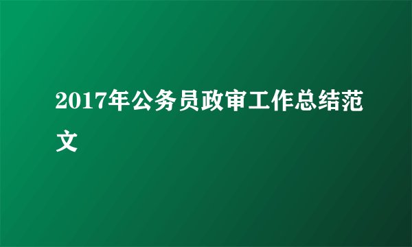2017年公务员政审工作总结范文