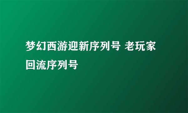 梦幻西游迎新序列号 老玩家回流序列号