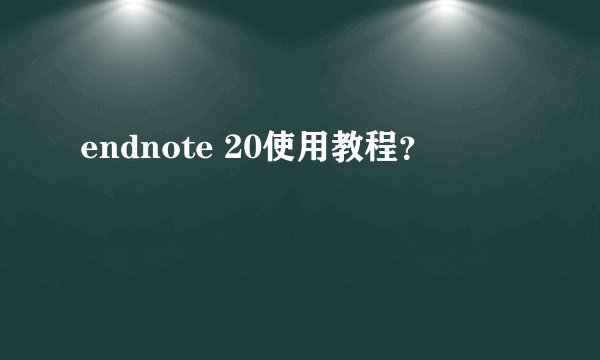 endnote 20使用教程？